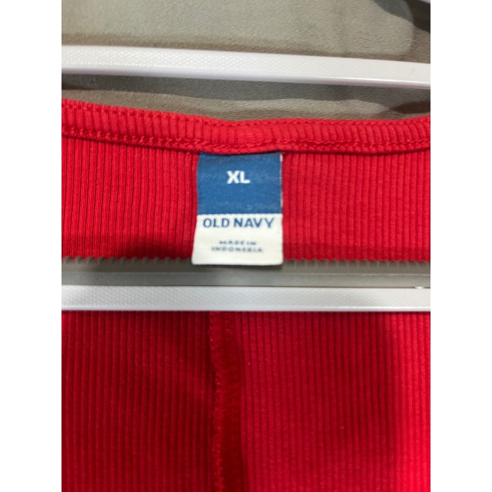 Old Navy Womens XL Red Ribbed Sweetheart Twist Front Short Sleeve Mini Dress - Picture 3 of 3